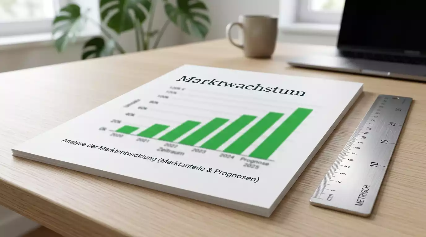 Søjlediagram på papir der viser markedsvækst