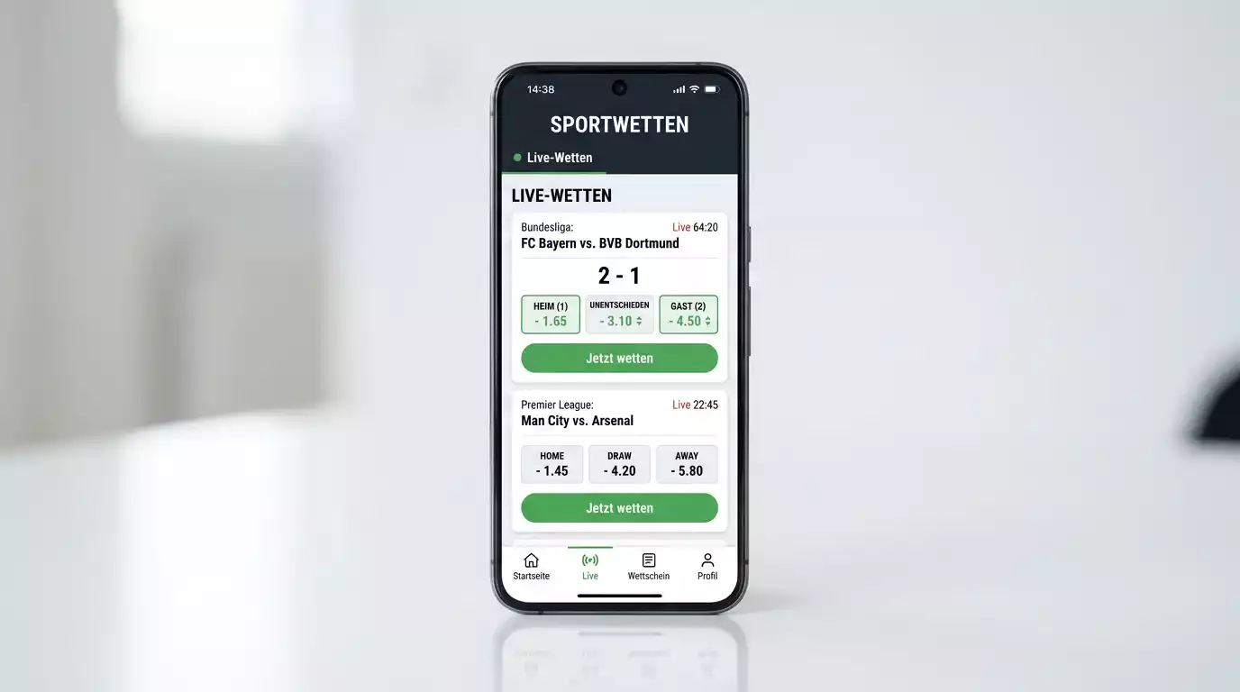 Moderne smartphone med ny app-grænseflade på hvid baggrund