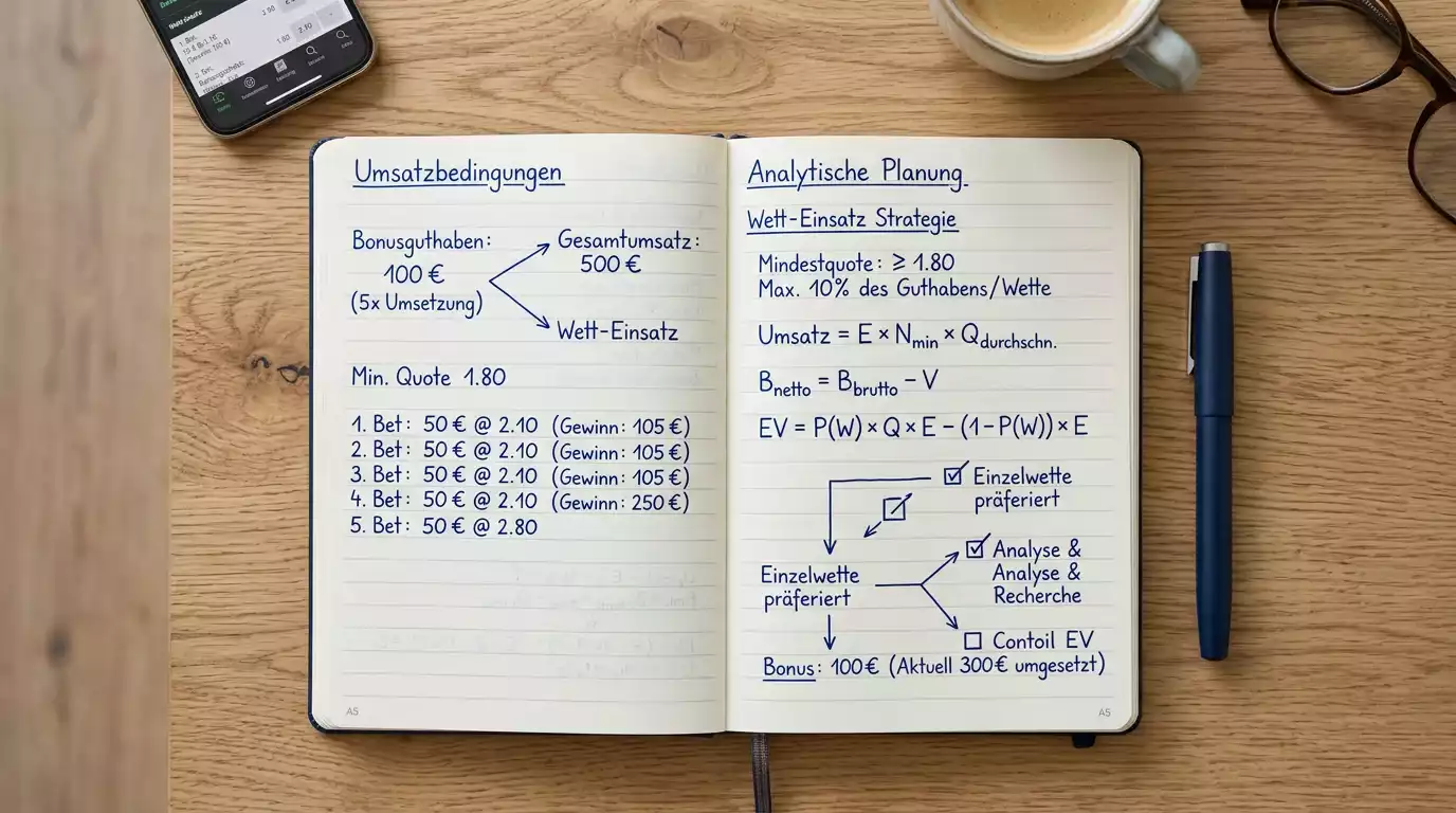 Notesbog med beregninger og en kuglepen på et skrivebord